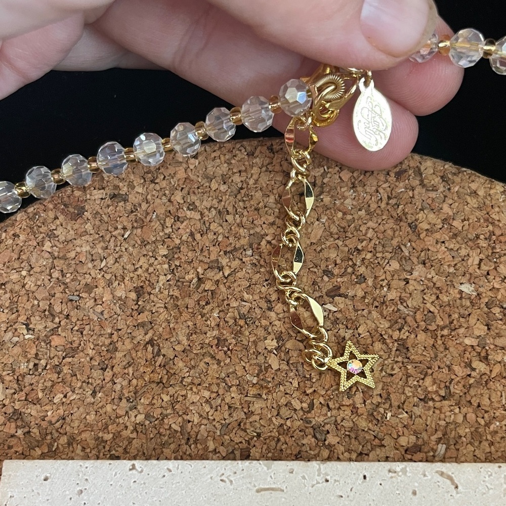 Kirks Folly Crystal Shamrock Clover Necklace Green Blue Lucky Charm Statement - Picture 4 of 6